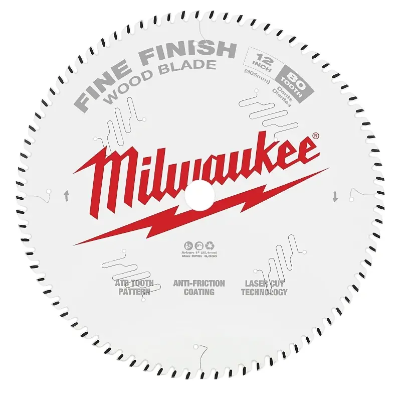 Milwaukee 12 In. D X 1 In. Fine Finish Tungsten Carbide Circular Saw Blade 80 Teeth 1 Pk