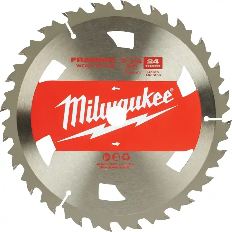 Milwaukee 7-1/4 In. D X 5/8 In. Basic Tungsten Carbide Framing Blade 24 Teeth 1 Pk