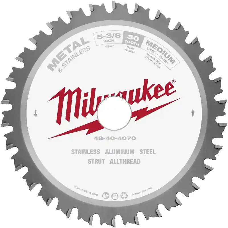 Milwaukee Metal Tech 5-3/8 In. D X 20 Mm Ferrous Tungsten Carbide Metal Blade 30 Teeth 1 Pk