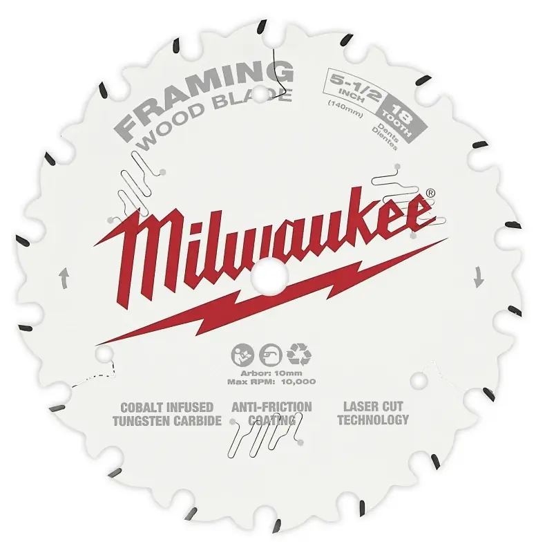 Milwaukee 5-1/2 In. D X 10 Mm Tungsten Carbide Framing Blade 18 Teeth 1 Pk