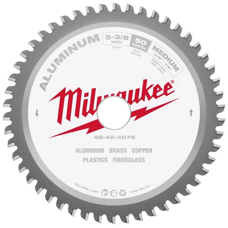 Milwaukee Metal Tech 5-3/8 In. D X 20 Mm Non-Ferrous Tungsten Carbide Metal Blade 50 Teeth 1 Pk