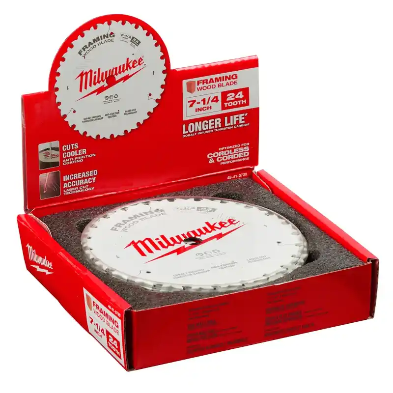 Milwaukee 7-1/4 In. D X 5/8 In. Tungsten Carbide Framing Blade 24 Teeth 1 Pk