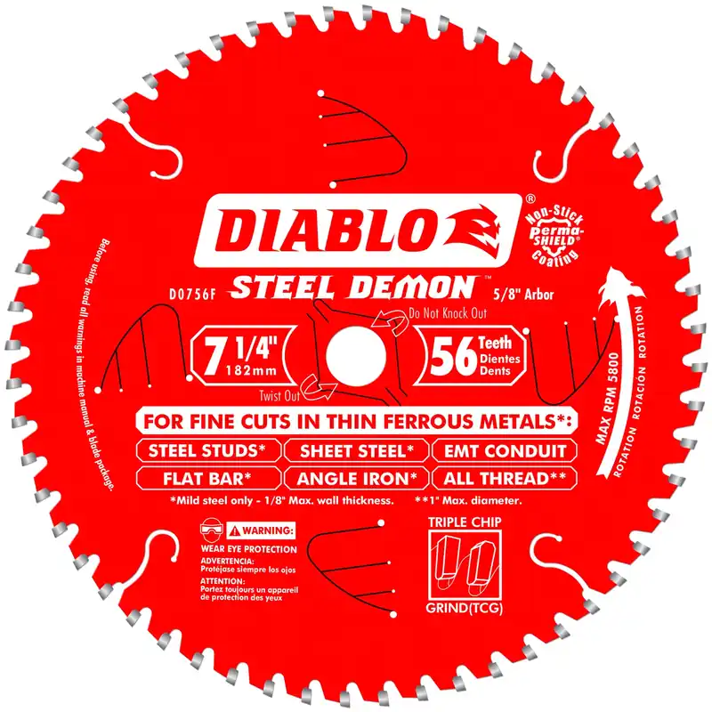 Diablo Steel Demon 7-1/4 In. D X 5/8 In. TiCo Hi-Density Carbide Metal Saw Blade 56 Teeth 1 Pk