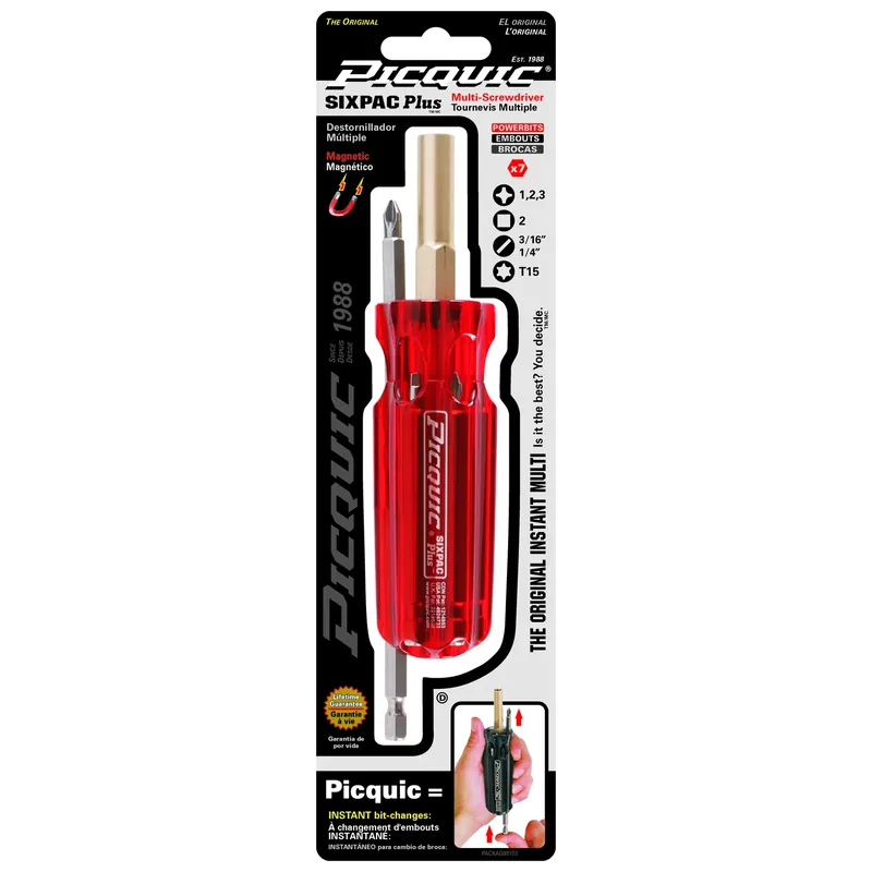 Sixpac Plus Multi-bit Screwdriver 6 In. 7 Piece Set