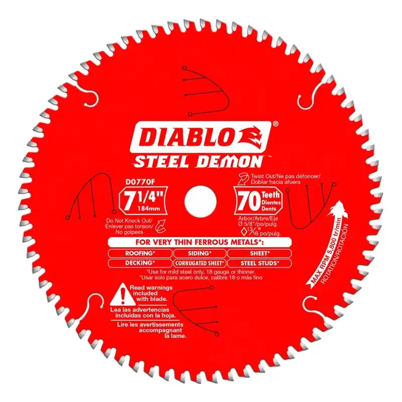 Steel Demon Circular Saw Blade, Ferrous Metal, 70-Tooth X 7-1/4-In