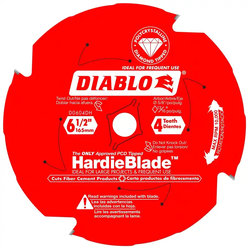 Diablo HardieBlade 6-1/2 In. D X 5/8 In. PCD Fiber Cement Blade 4 Teeth 1 Pk