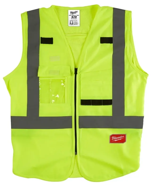 Ansi Class 2 Hi Vis Yellow Safety Vest, Small/medium With 10 Pockets