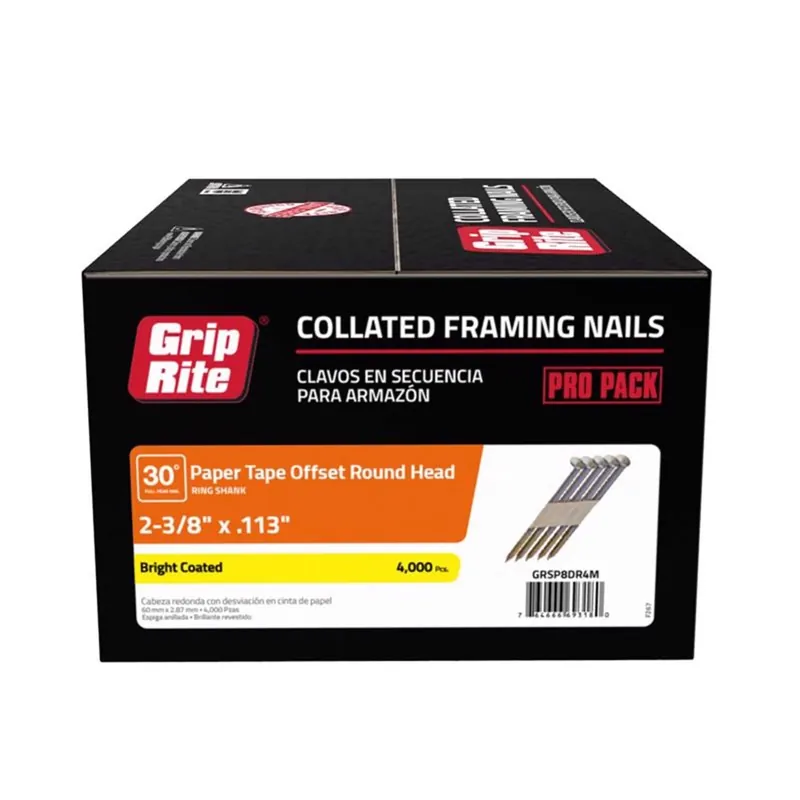 Grip-Rite 2-3/8 In. L Paper Strip Bright Framing Nails 30 Deg 4000 Pk