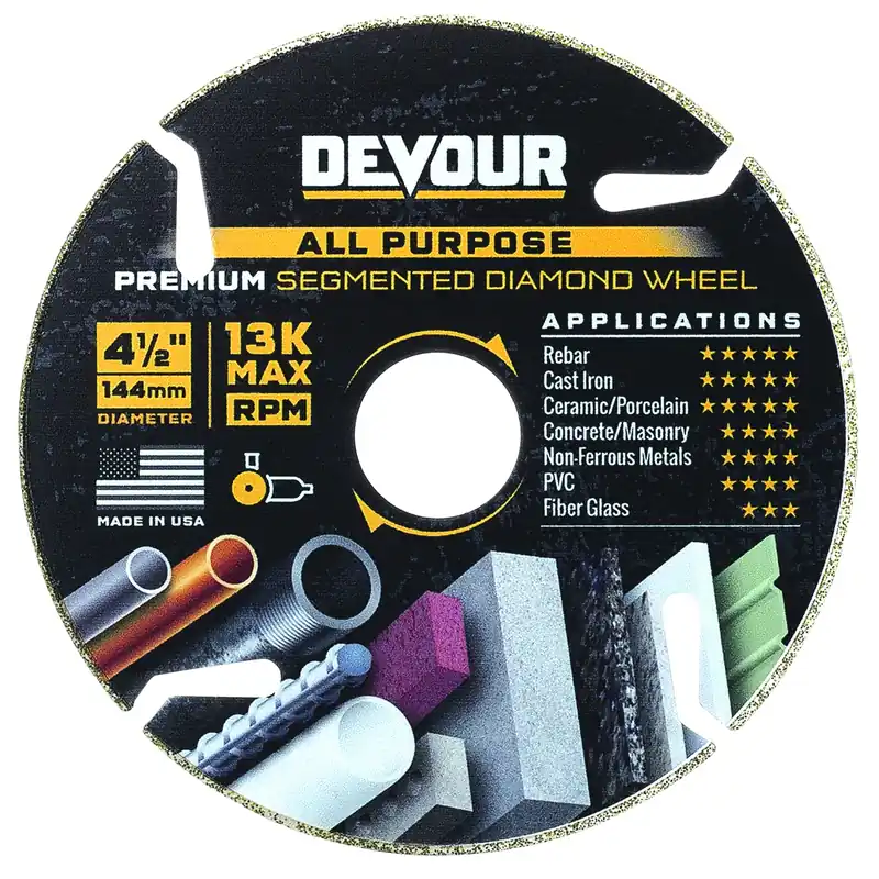 Devour 4-1/2 In. Diamond Segmented Cutting Wheel - Model Nt045ap