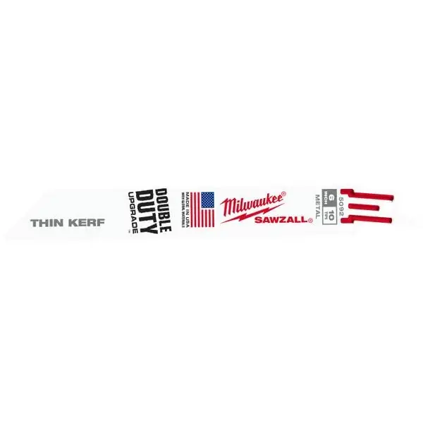 Milwaukee 48-00-5092 Super Sawzall Blade 10 Teeth Per Inch 6-Inch Length