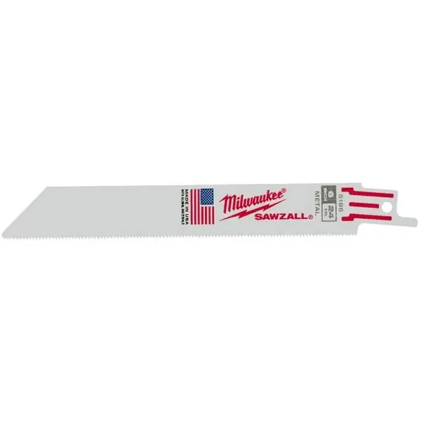 Milwaukee 48-00-5186 Super Sawzall Blade 24 Teeth Per Inch 6-Inch Length