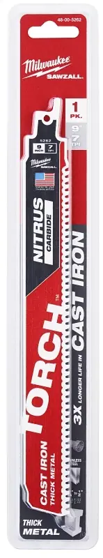 Milwaukee 9 In. Nitrus Carbide Cast Iron Reciprocating Saw Blade 8 TPI 1 Pk