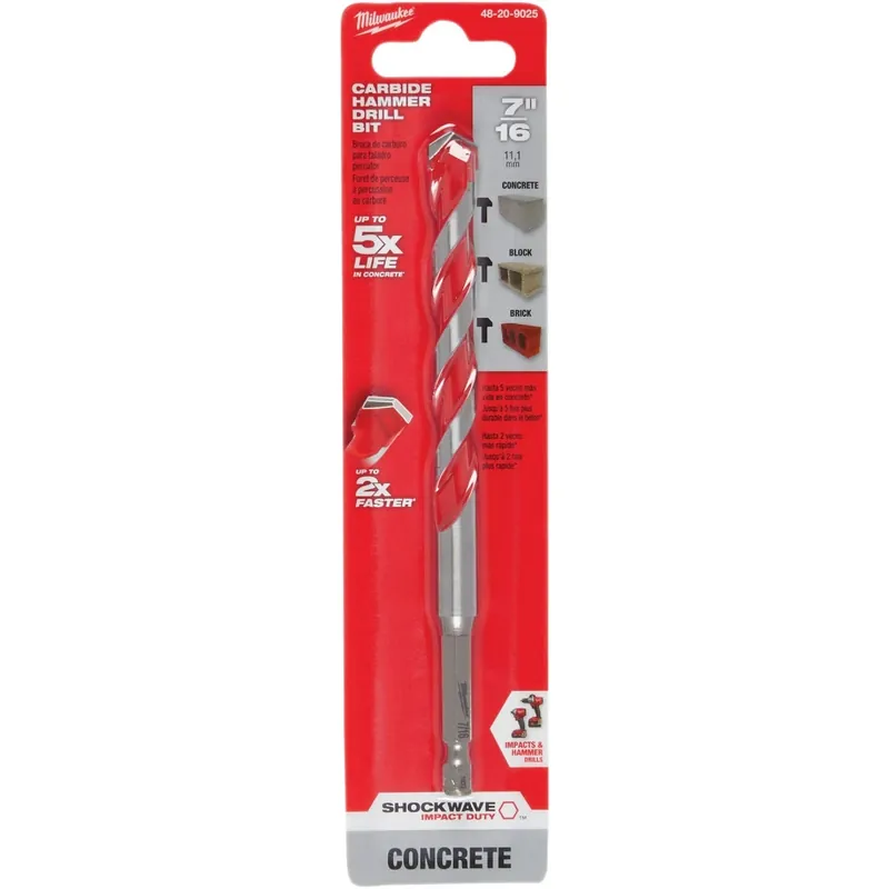 Shockwave 7/16 In. X 6 In. Carbide Hammer Drill Bit With Hex Shank