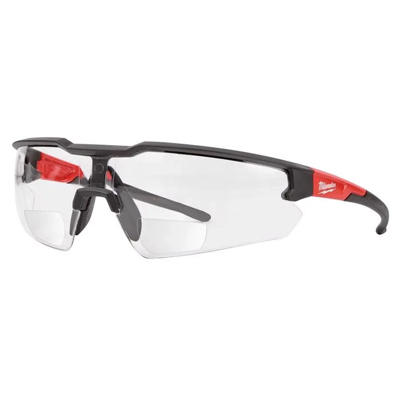 Anti-scratch Magnified Safety Glasses Clear Lens Black/red Frame +3.00