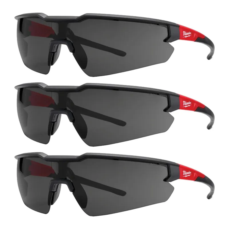 Milwaukee Safety Glasses Tinted Lens Black/Red Frame 3 Pk