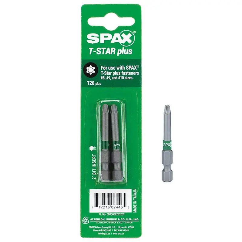 SPAX T-Star Plus T20 X 2 In. L Driver Bit Steel 2 Pk