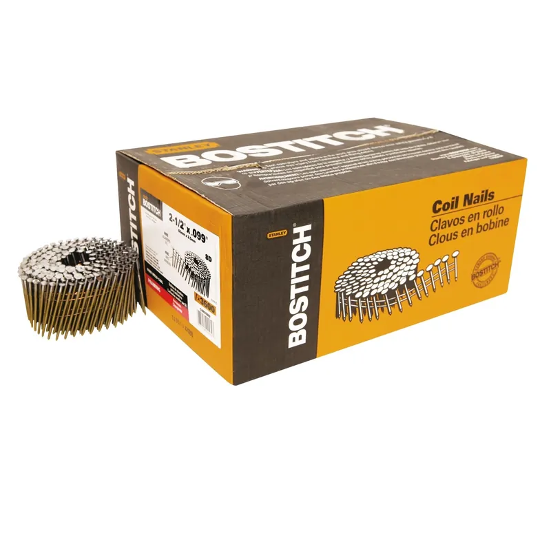 Bostitch 2-1/2 In. L X 13 Ga. Angled Coil Coated Framing Nails 15 Deg 3600 Pk