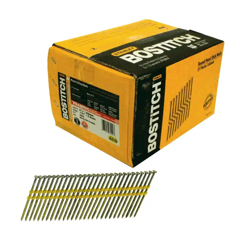 Bostitch 3-1/4 In. L Angled Strip Hot-Dip Galvanized Framing Nails 21 Deg 4,000 Pk