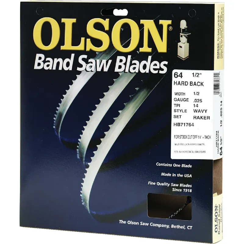 Olson 64-1/2 In. X 1/2 In. 14 TPI Wavy Hard Back Metal Cutting Band Saw Blade