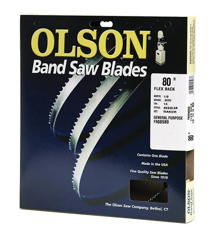 Olson 80‑Inch Carbon Steel Band Saw Blade – 14 TPI, 1/8" Width