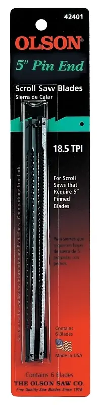 Olson 5 In. Carbon Steel Scroll Saw Blade 18.5 TPI 6 Pk