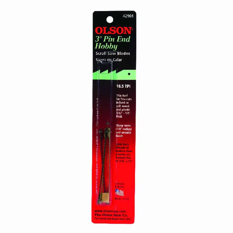 Olson 3 In. Carbon Steel Scroll Saw Blade 18.5 TPI 6 Pk