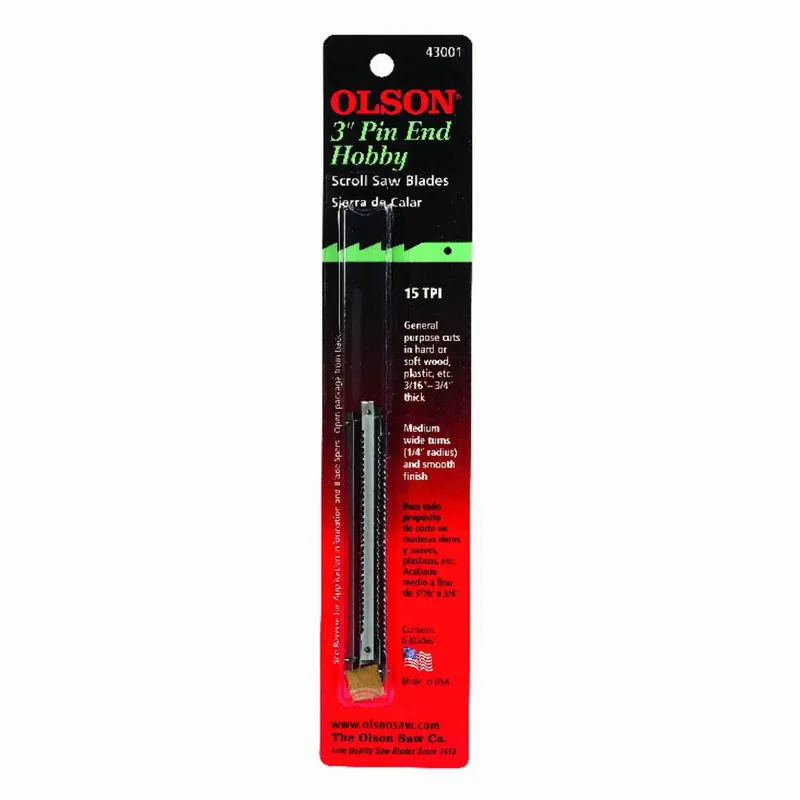 Olson 3 In. Carbon Steel Scroll Saw Blade 15 TPI 6 Pk