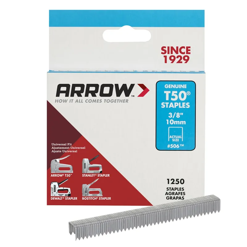 Arrow T50 3/8 In. W X 3/8 In. L Flat Crown Heavy Duty Staples 1250 Pk
