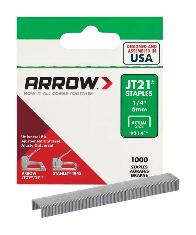 Arrow JT21 7/16 In. W X 1/4 In. L Flat Crown Fine Wire Staples 1000 Pk