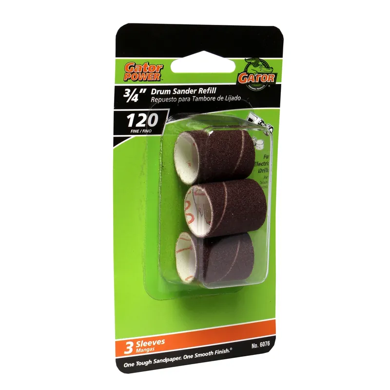 Gator 3/4 In. D X 3/4 In. L Aluminum Oxide Abrasive Sleeve Refill 120 Grit Fine 3 Pc