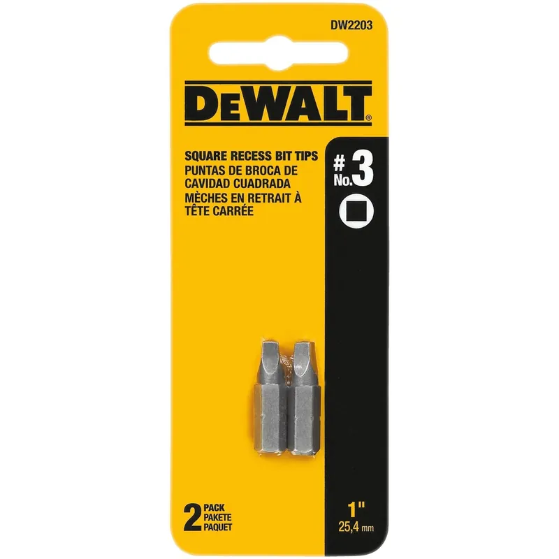 DeWalt Square Recess 3 X 1 In. L Screwdriver Bit Heat-Treated Steel 2 Pc