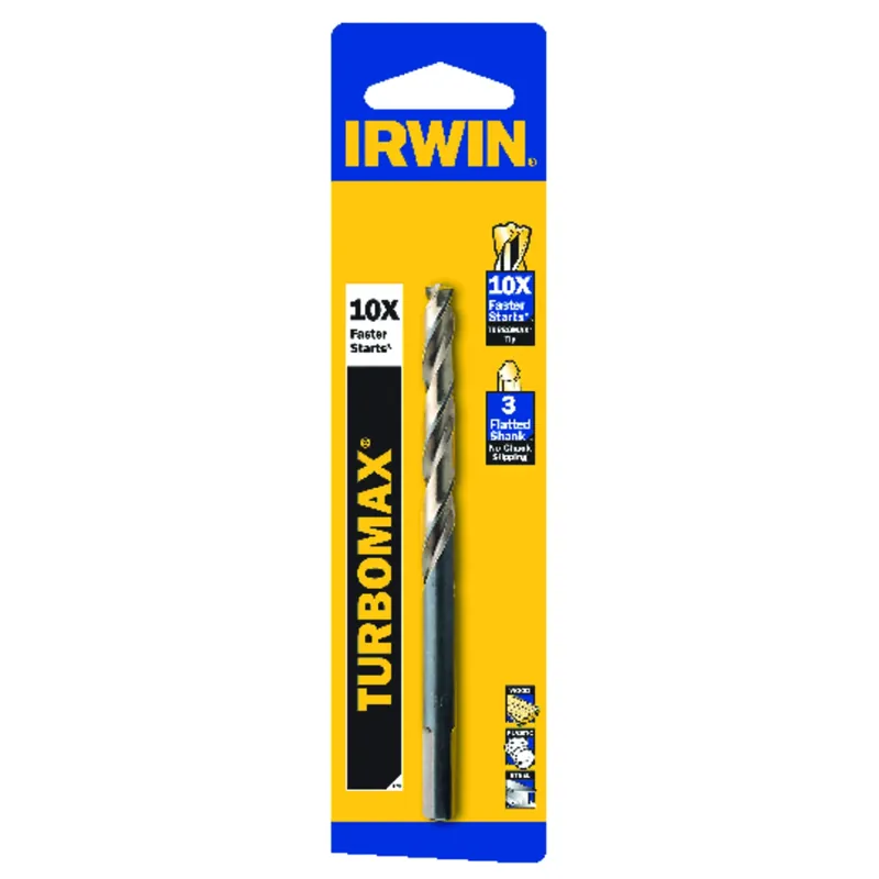 Turbo Max Drill Bit, Jobber Length, High Speed Steel, 9/64-In.