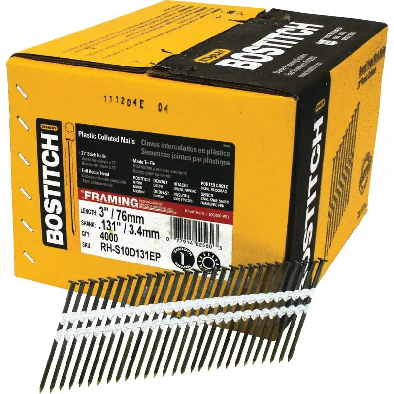 Bostitch 3 In. L Angled Strip Coated Framing Nails 21 Deg 4,000 Pk