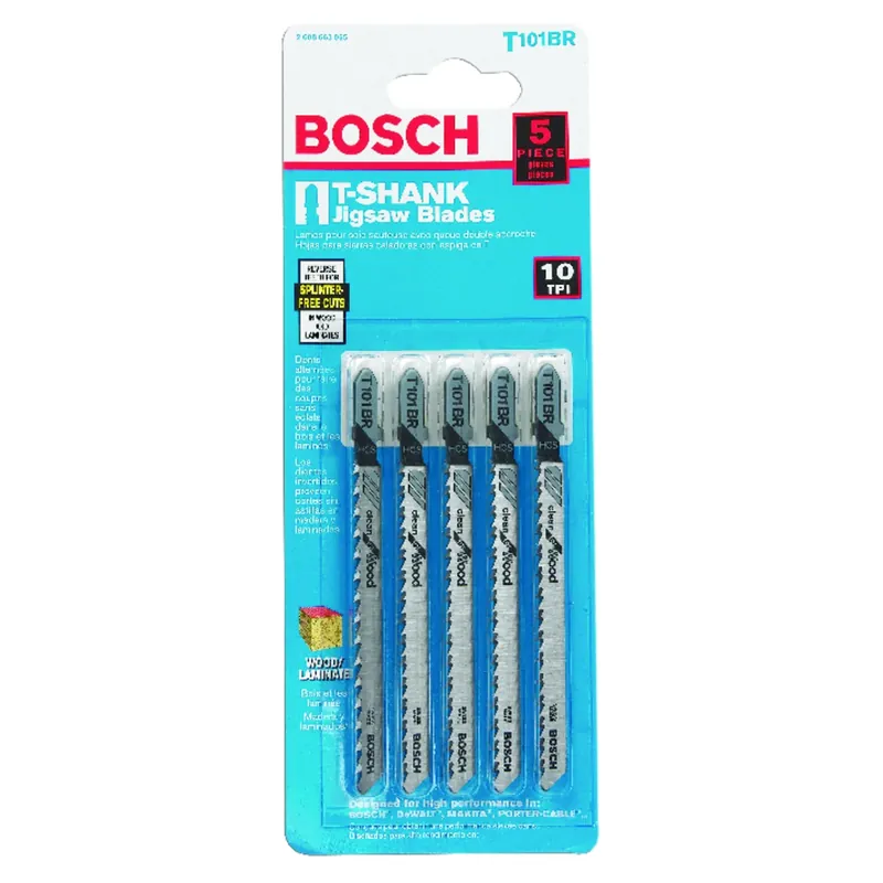 Bosch 4 In. High Carbon Steel T-Shank Jig Saw Blade 10 TPI 5 Pk