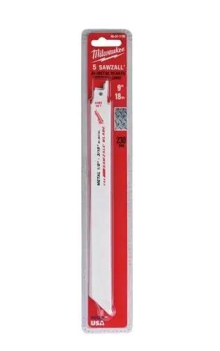 Milwaukee 48-00-5188 Super Sawzall Blade 18 Teeth Per Inch 9-Inch Length