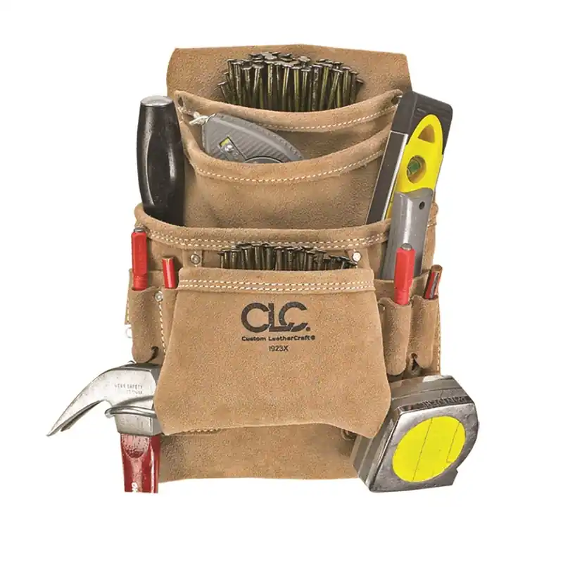10-pocket Suede Leather Carpenter‘s Nail & Tool Bag, Model I923x