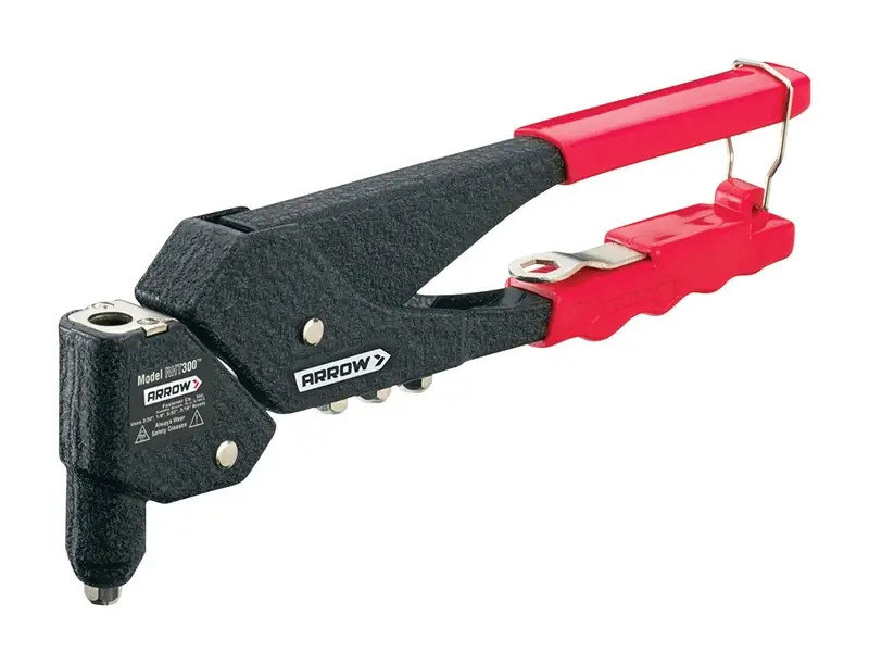 Rht300 Twister Swivel Head Rivet Tool With 4 Nosepieces And Spring-loaded Handle