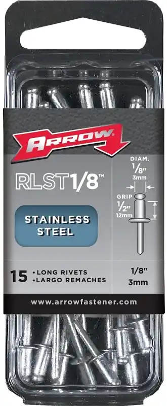 Arrow 1/8 In. D X 1/2 In. Stainless Steel Long Rivets Silver 15 Pk