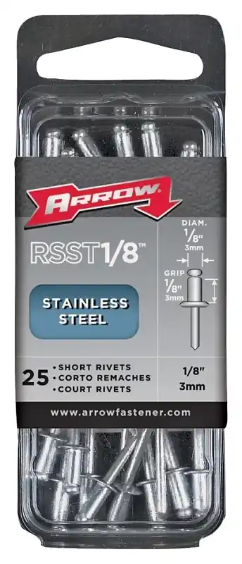 Arrow 1/8 In. D X 1/8 In. Stainless Steel Rivets Silver 25 Pk