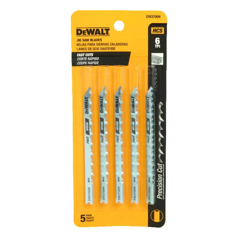 DeWalt 4 In. High Carbon Steel U-Shank Jig Saw Blade 6 TPI 5 Pk