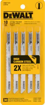 DeWalt 4 In. High Carbon Steel U-Shank Jig Saw Blade 10 TPI 2 Pk