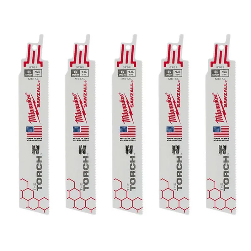 Milwaukee 6 In. 14 TPI Torch Medium Metal Cutting SAWZALL Reciprocating Saw Blades (5-Pack)