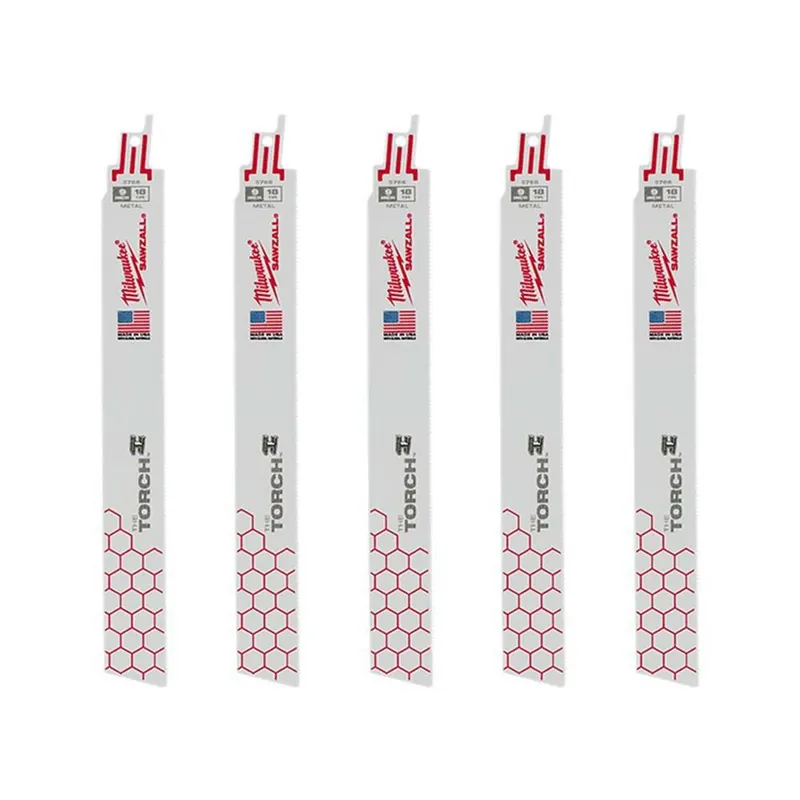 Milwaukee 9 In. 18 TPI Torch Medium Metal Cutting SAWZALL Reciprocating Saw Blades (5-Pack)