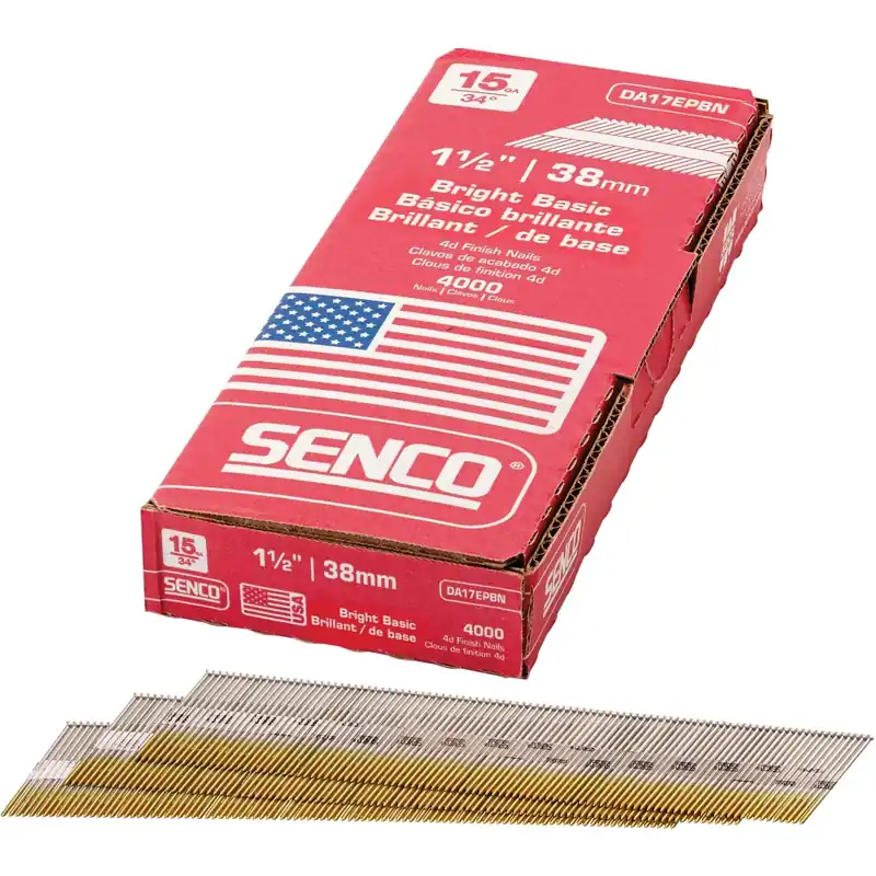 Senco 1-1/2 In. L X 15 Ga. Angled Strip Bright Finish Nails 34 Deg 4000 Pk
