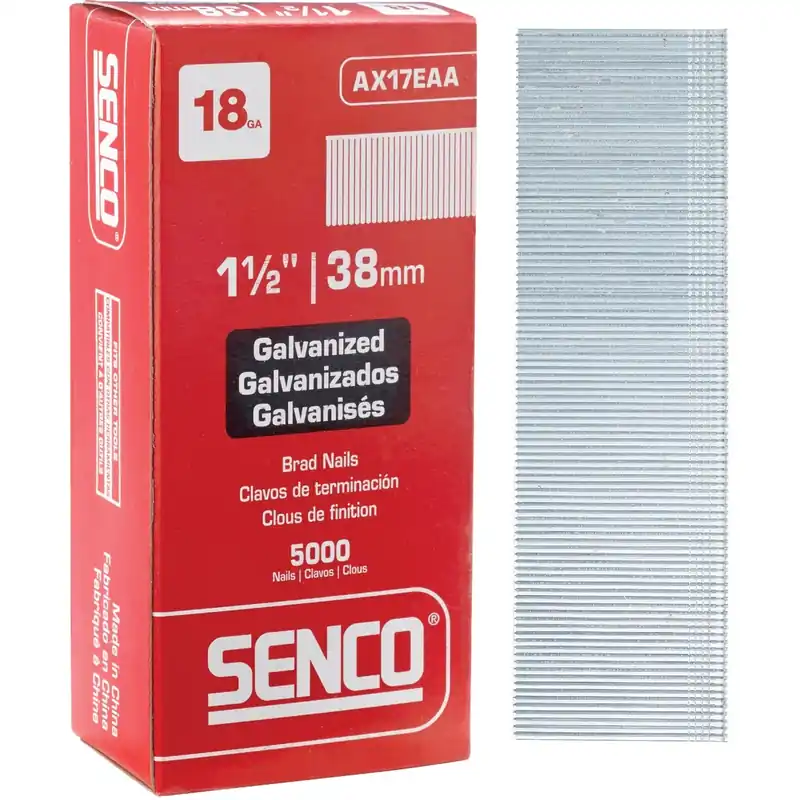 Senco 1-1/2 In. L X 18 Ga. Straight Strip Galvanized Brad Nails 5000 Pk
