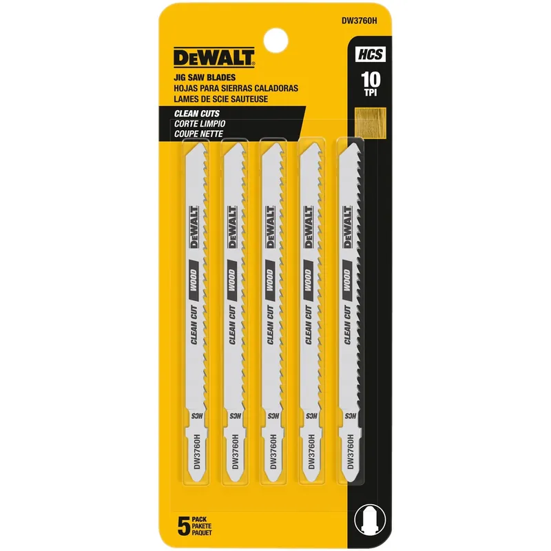 DeWalt 4 In. High Carbon Steel T-Shank Jig Saw Blade 10 TPI 5 Pk