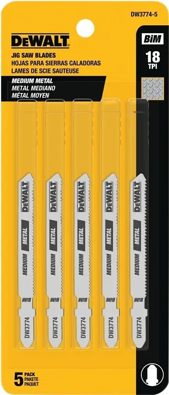 DeWalt 3 In. High Carbon Steel T-Shank Jig Saw Blade 18 TPI 5 Pk