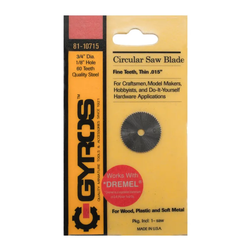 Gyros Tools 3/4 In. D X 1/8 In. Fine Steel Circular Saw Blade 60 Teeth 1 Pk