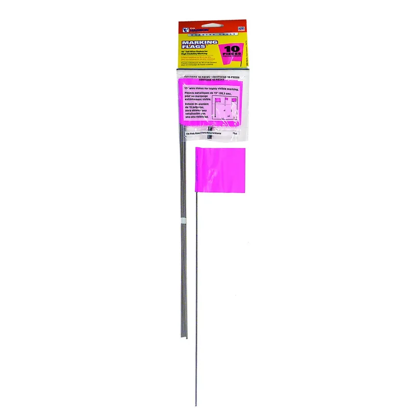 C.H. Hanson 15 In. Fluorescent Pink Marking Flags Polyvinyl 10 Pk