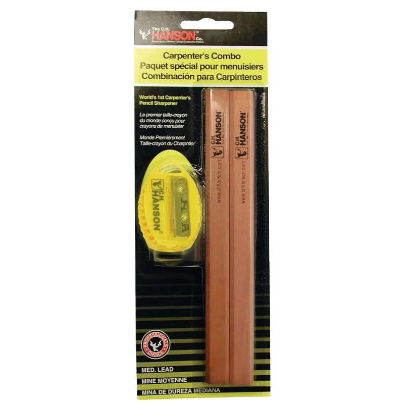 Medium Carpenter Pencil Set With Sharpener - Durable Marking Tools